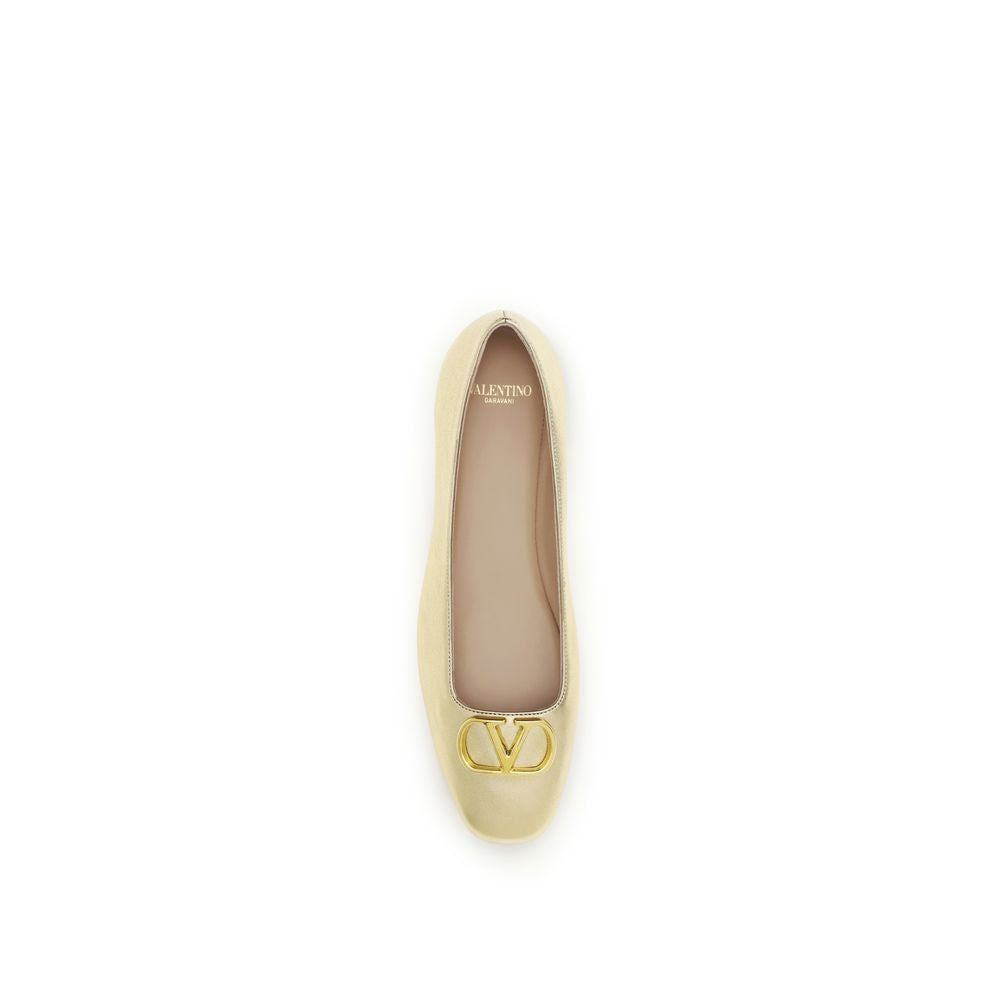 Valentino Garavani Gold Napa Leather / Calf Bos Taurus Ballet Flats Valentino Garavani