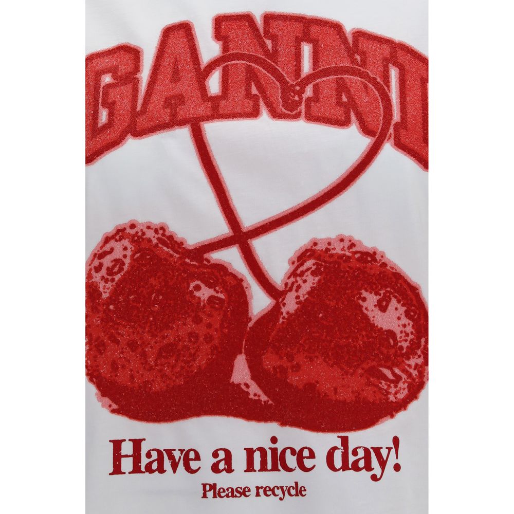 Ganni White Cotton T-Shirt Ganni