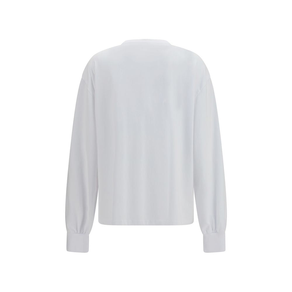 Ganni White Cotton Long Sleeve T-Shirt Ganni
