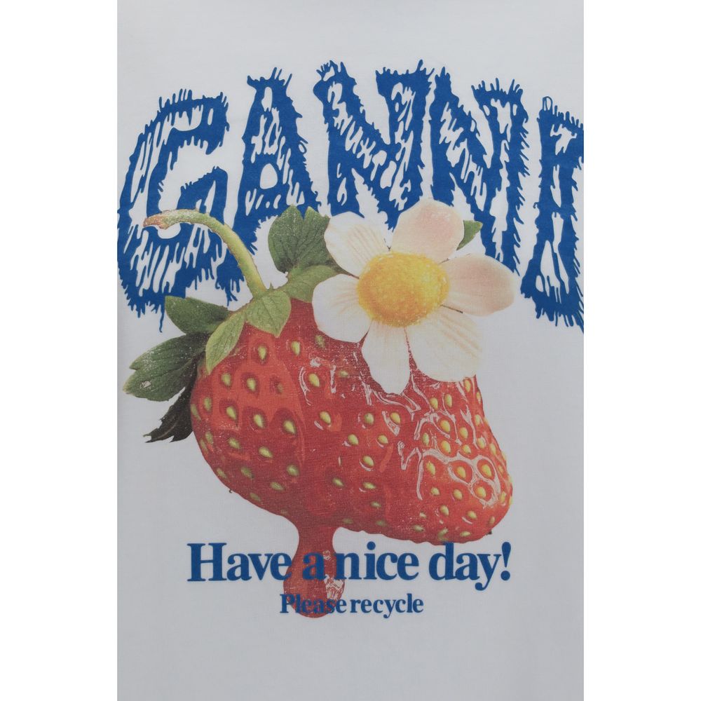 Ganni White Cotton Long Sleeve T-Shirt Ganni