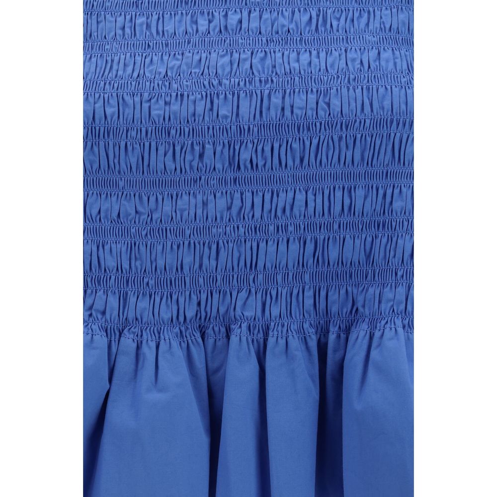 Ganni Blue Cotton Blouse Ganni