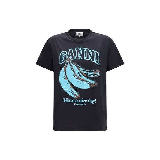 Ganni Black Cotton T-Shirt Ganni