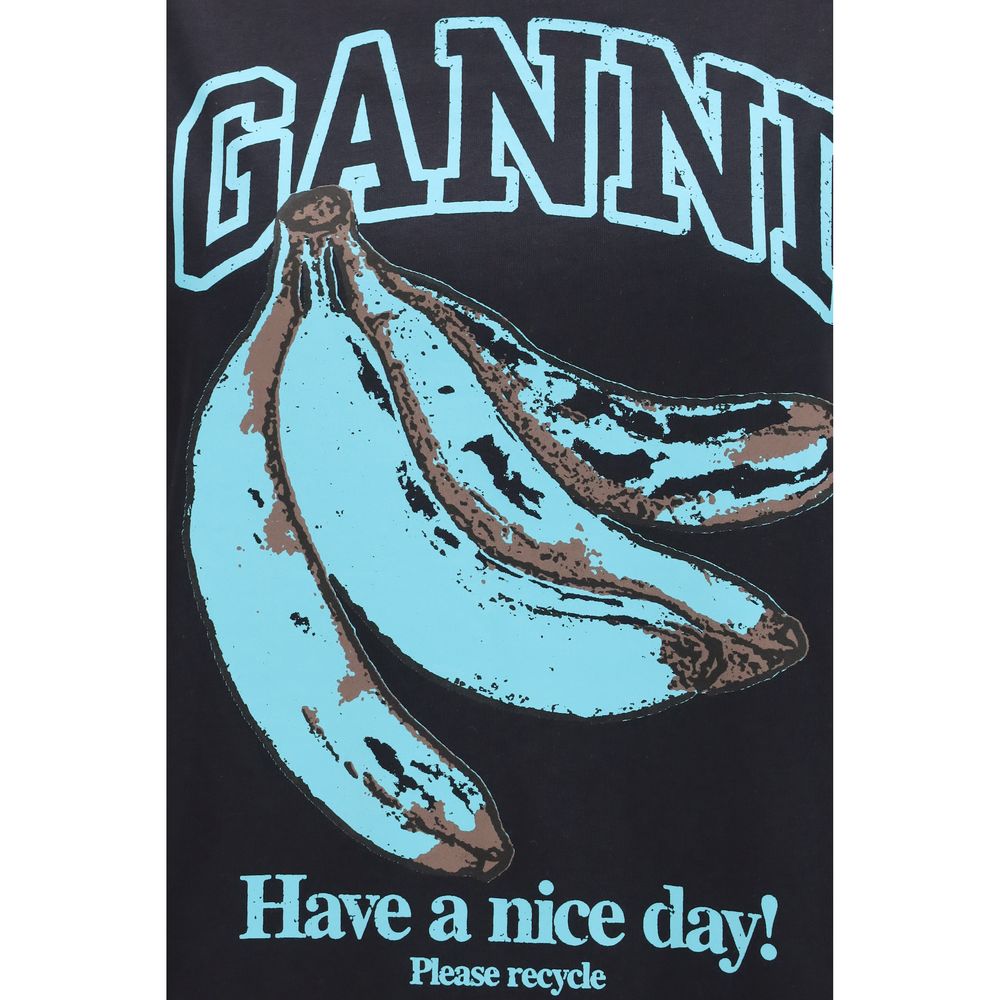 Ganni Black Cotton T-Shirt Ganni