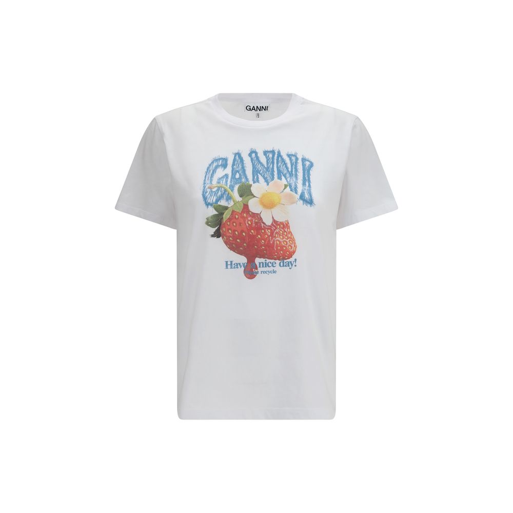 Ganni White Cotton T-Shirt Ganni