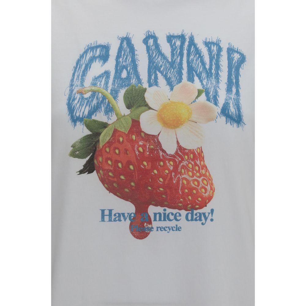 Ganni White Cotton T-Shirt Ganni