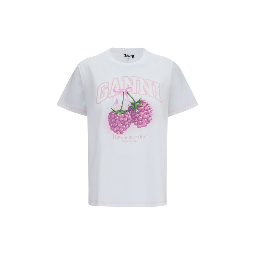 Ganni White Cotton T-Shirt Ganni