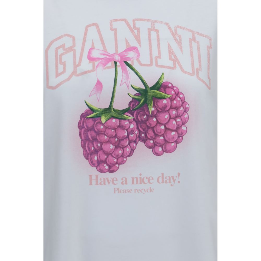 Ganni White Cotton T-Shirt Ganni