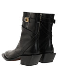 Dolce & Gabbana Black Leather DG Plaque Mid Calf Boots Shoes