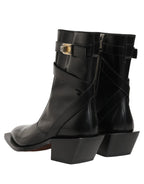 Dolce & Gabbana Black Leather DG Plaque Mid Calf Boots Shoes