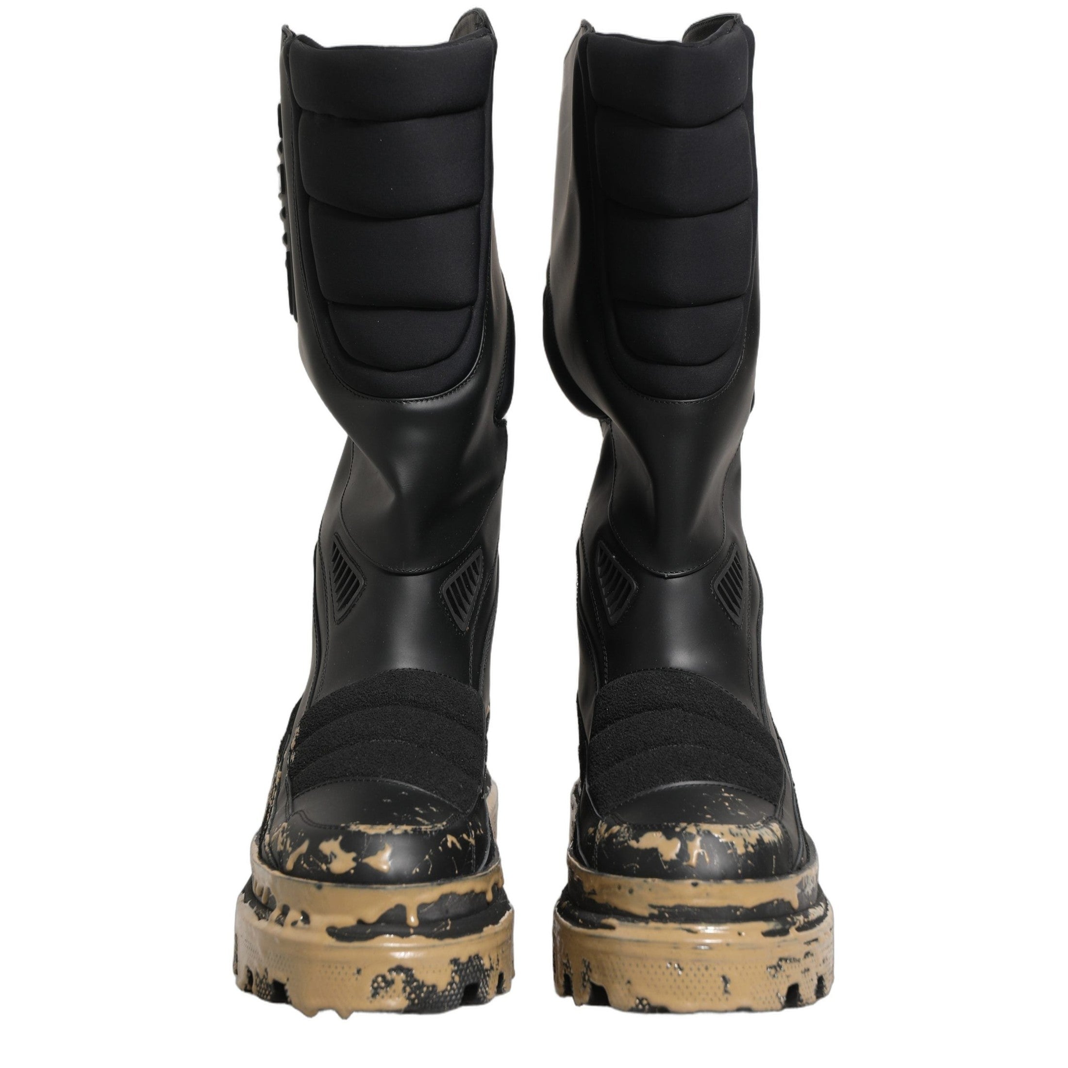 Dolce & Gabbana Black Leather Biker Mid Calf Men Boots Shoes Dolce & Gabbana