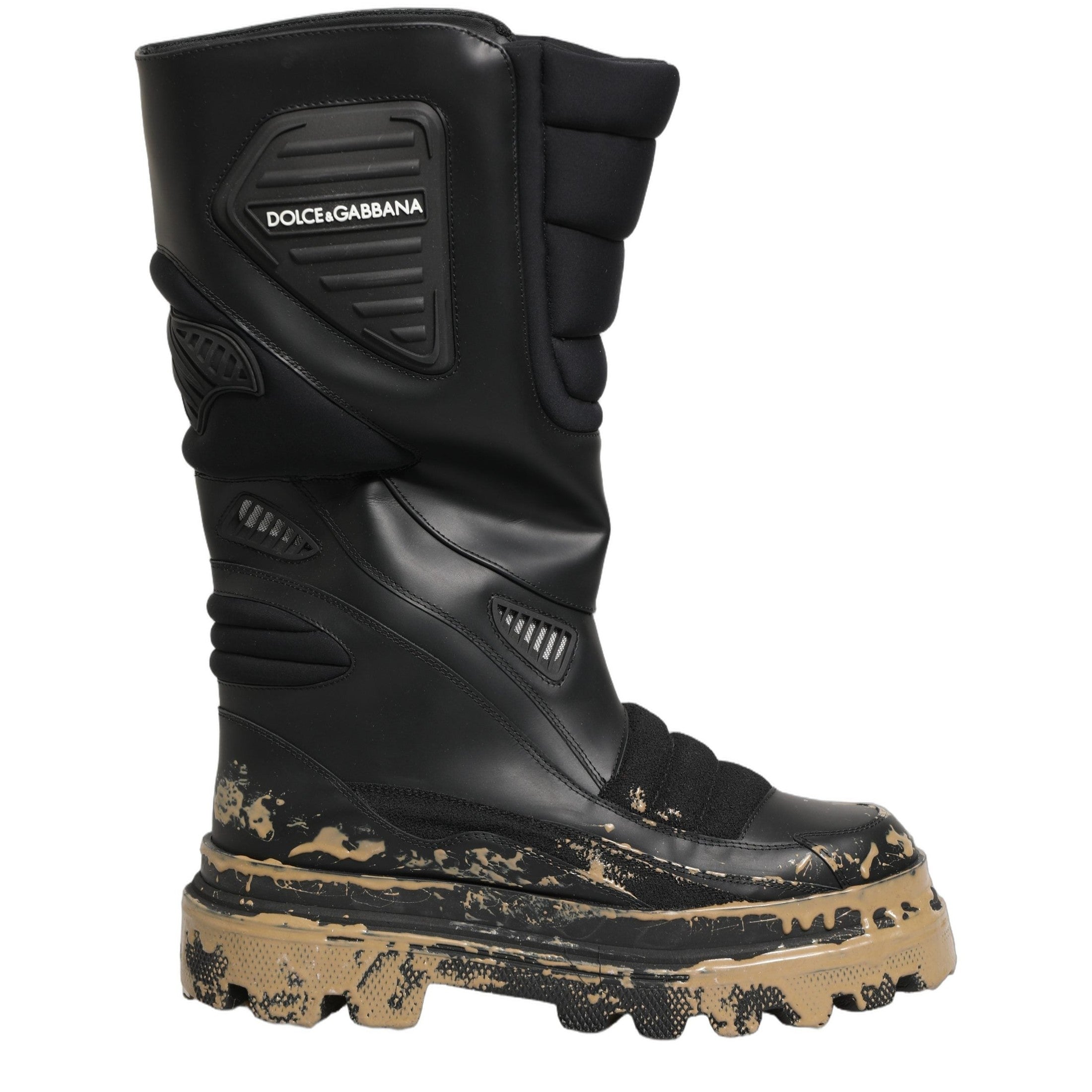 Dolce & Gabbana Black Leather Biker Mid Calf Men Boots Shoes Dolce & Gabbana