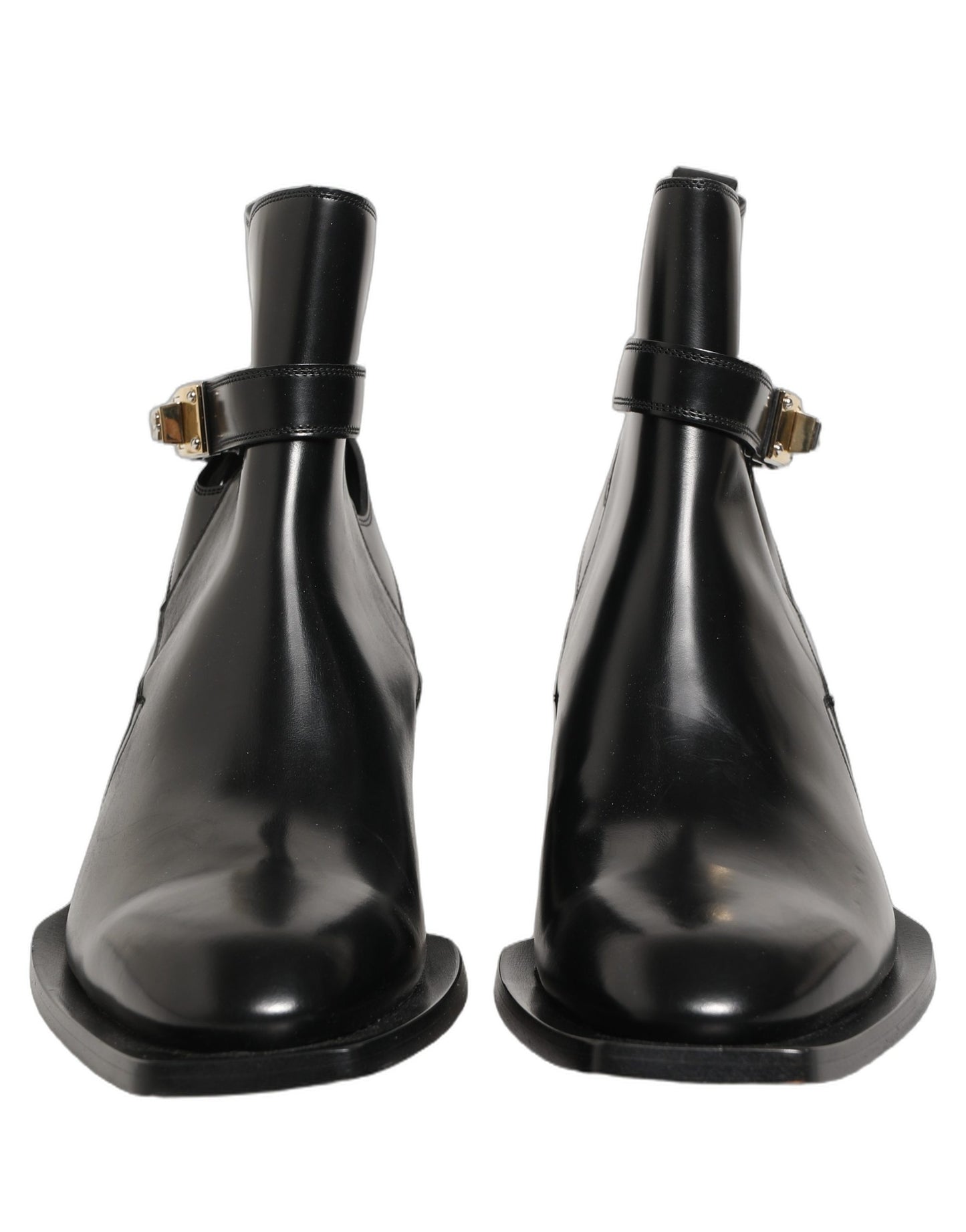 Dolce & Gabbana Black Leather DG Plaque Ankle Boots Shoes Dolce & Gabbana