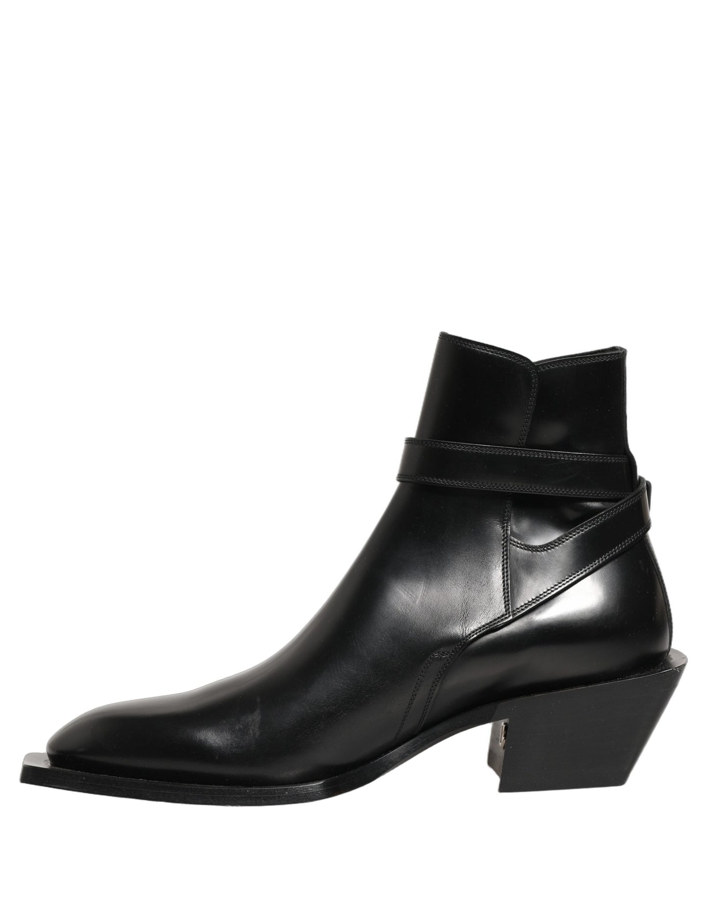 Dolce & Gabbana Black Leather DG Plaque Ankle Boots Shoes Dolce & Gabbana