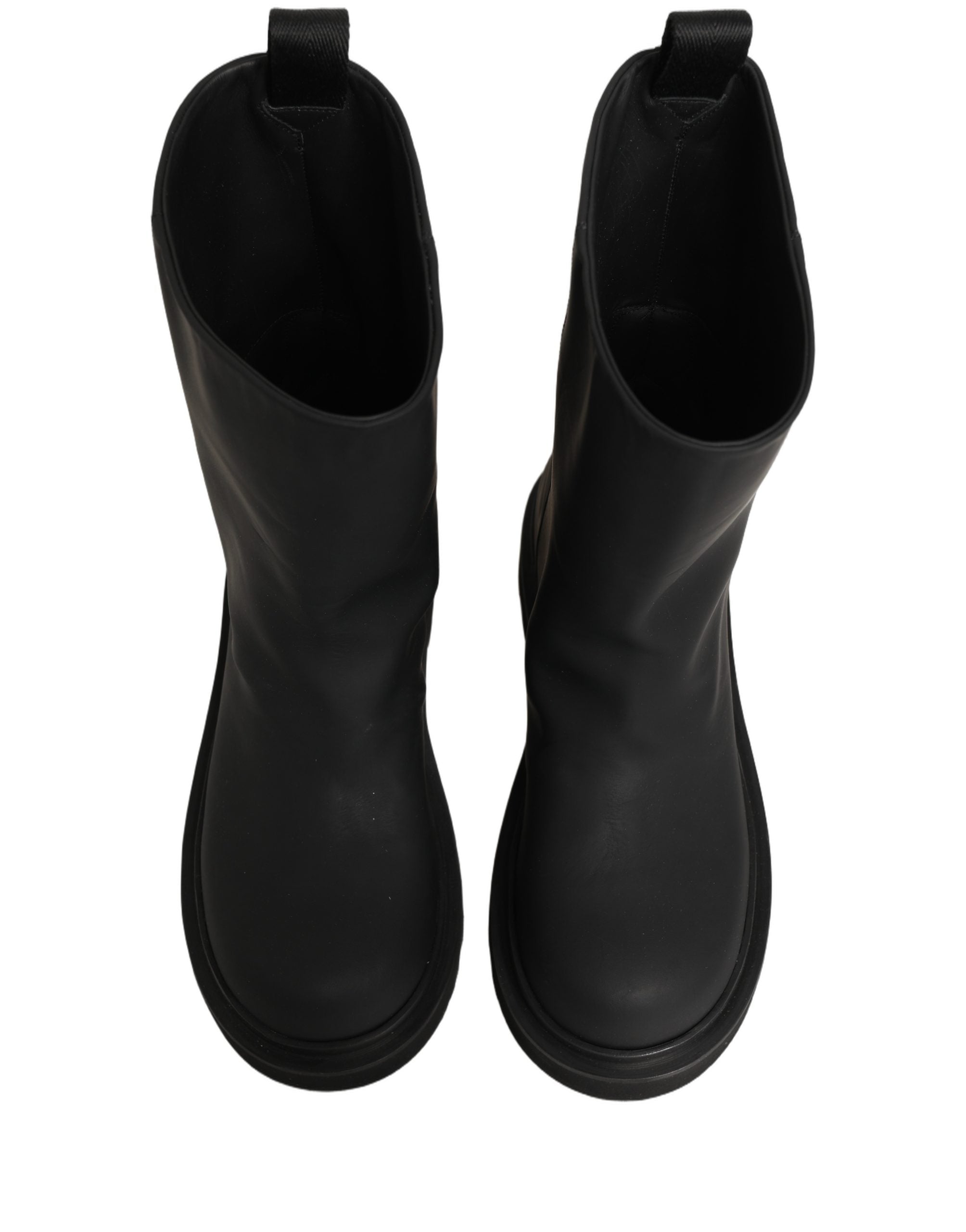 Dolce & Gabbana Black Leather Mid Calf Chunky Men Boots Shoes Dolce & Gabbana