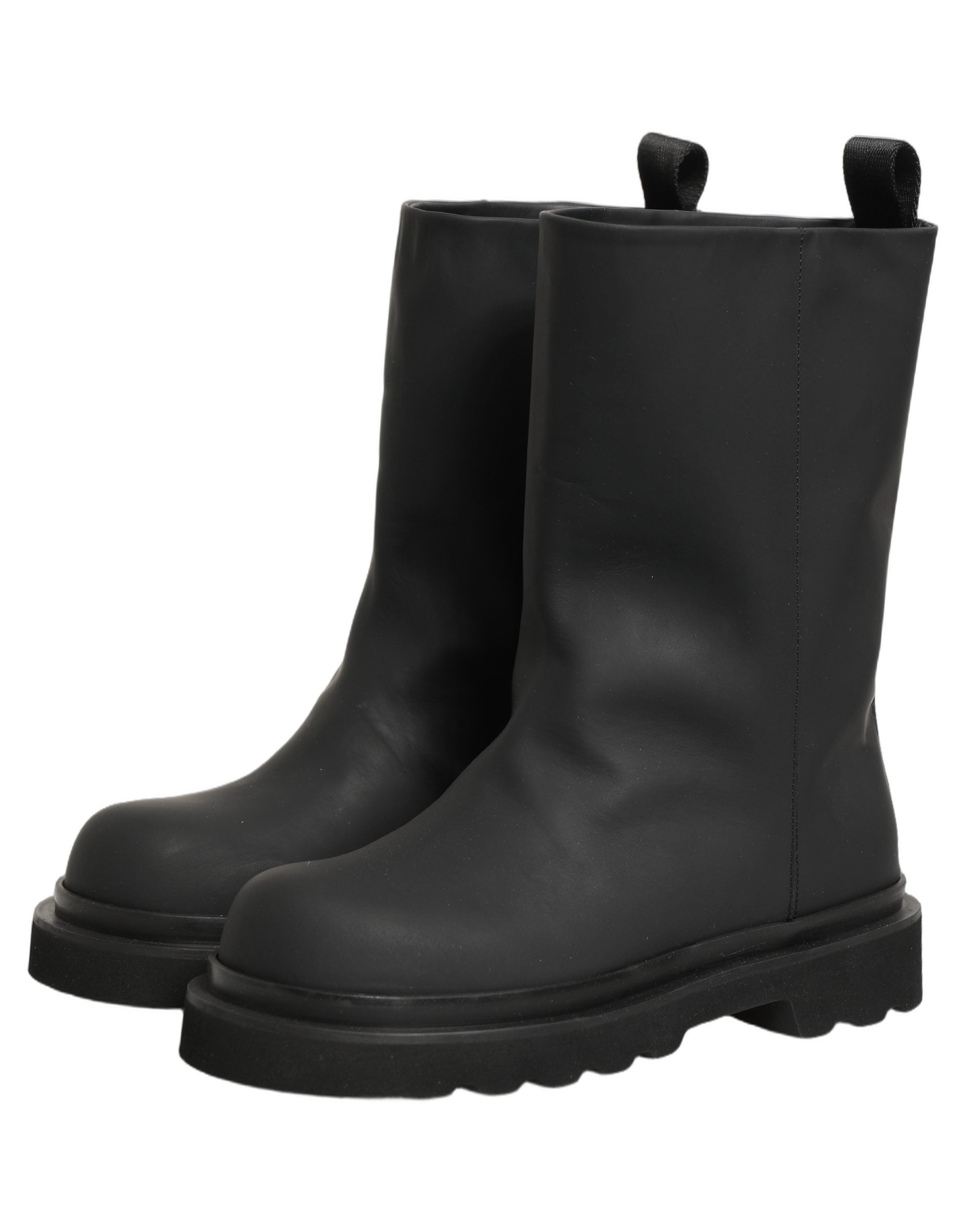 Dolce & Gabbana Black Leather Mid Calf Chunky Men Boots Shoes Dolce & Gabbana