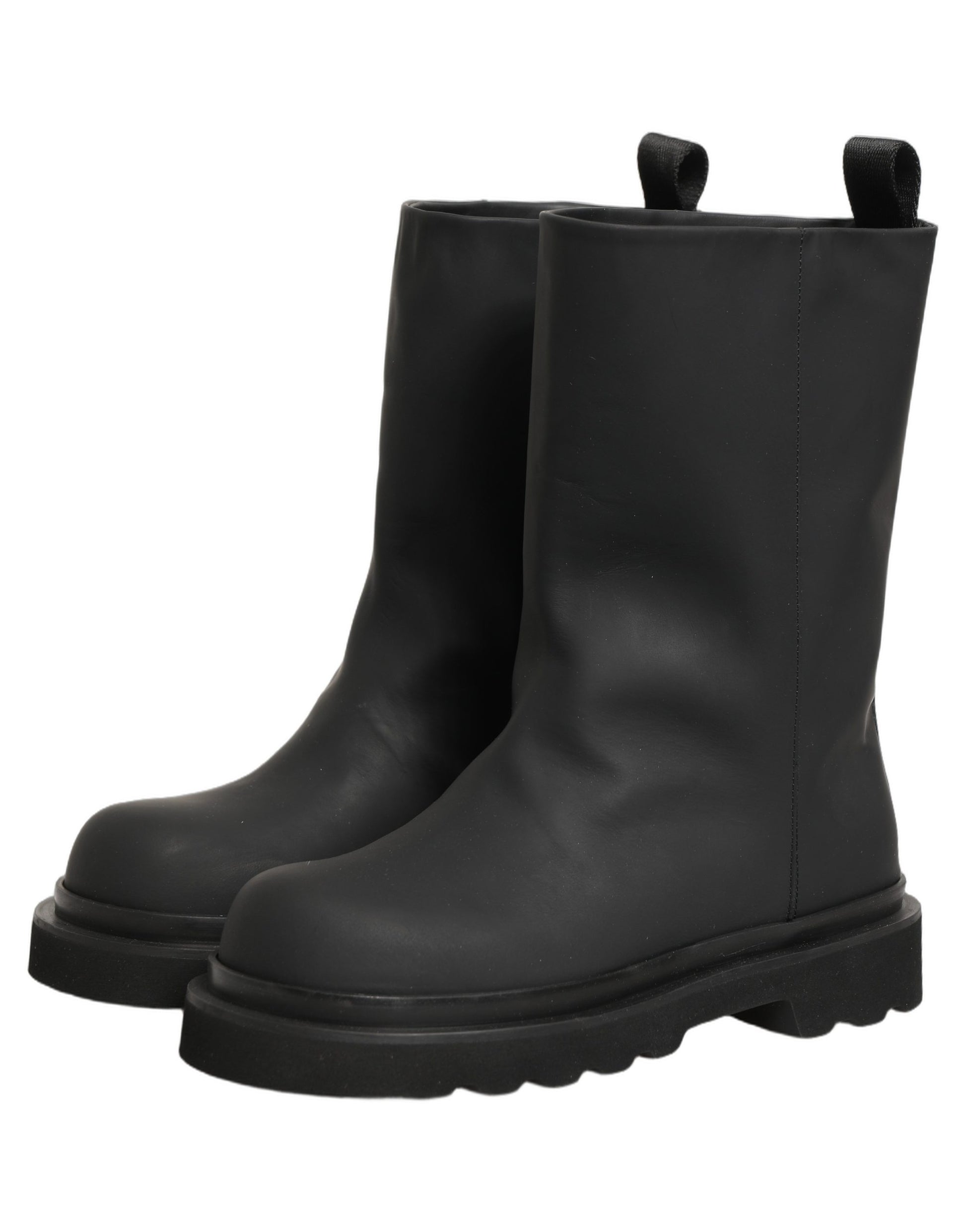 Dolce & Gabbana Black Leather Mid Calf Chunky Men Boots Shoes Dolce & Gabbana