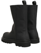 Dolce & Gabbana Black Leather Mid Calf Chunky Men Boots Shoes Dolce & Gabbana