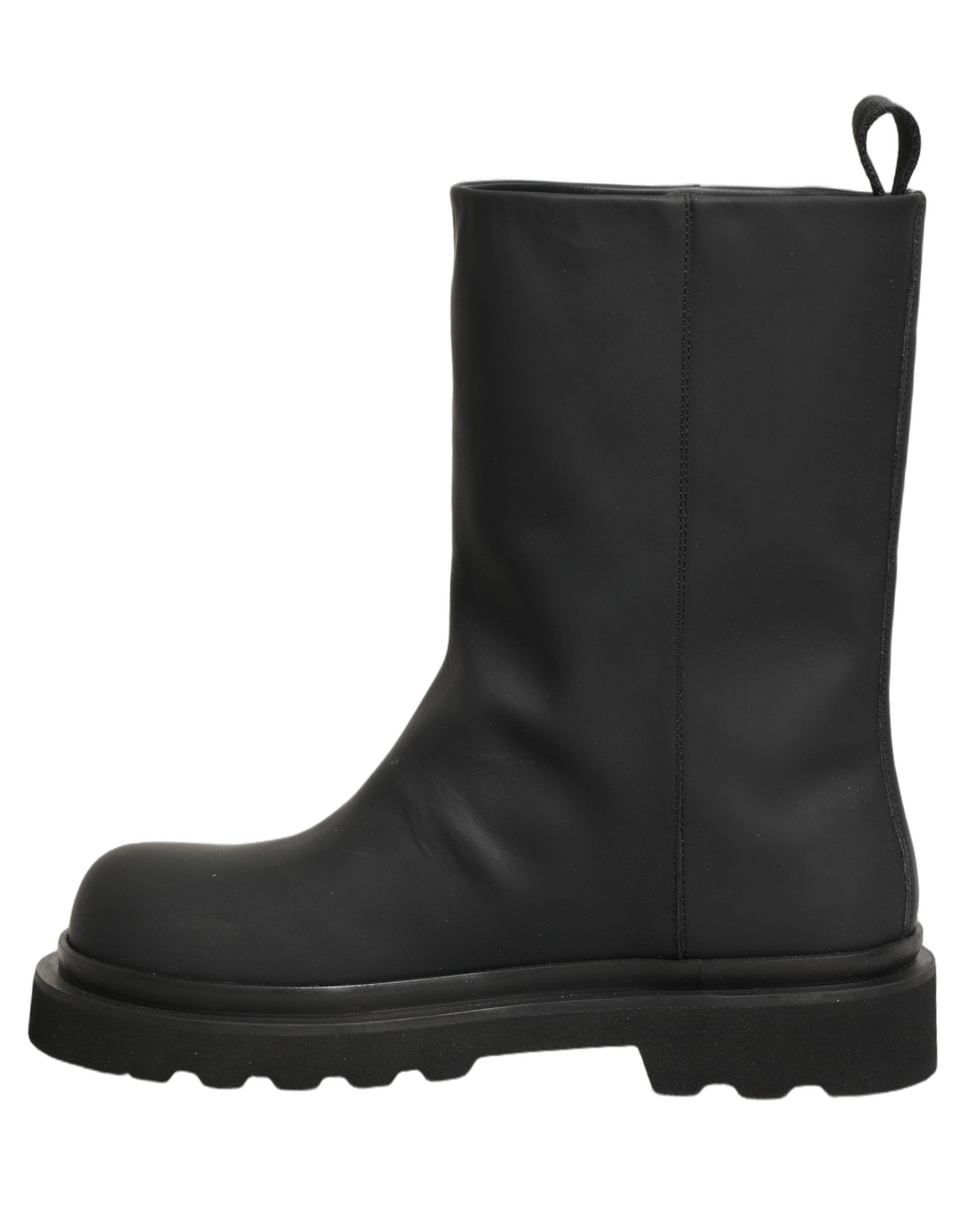 Dolce & Gabbana Black Leather Mid Calf Chunky Men Boots Shoes Dolce & Gabbana