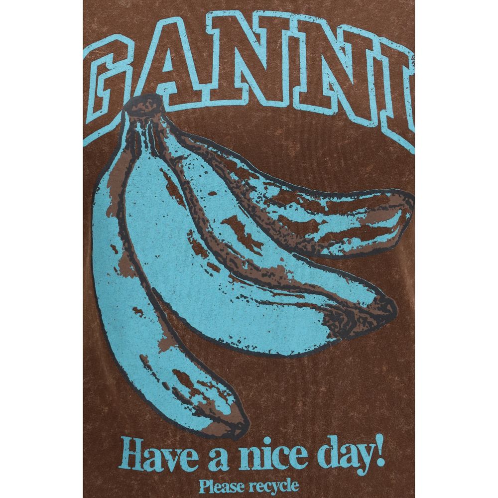 Ganni Brown Cotton T-Shirt Ganni