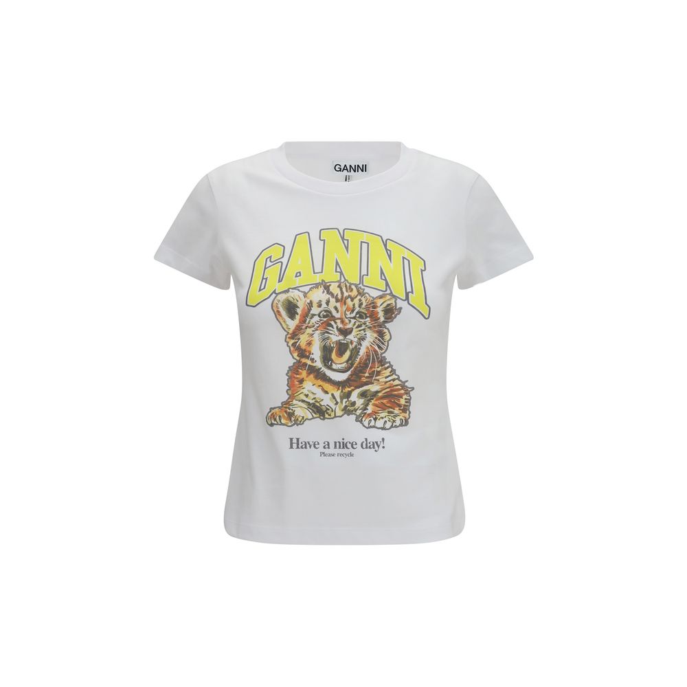 Ganni White Cotton T-Shirt Ganni