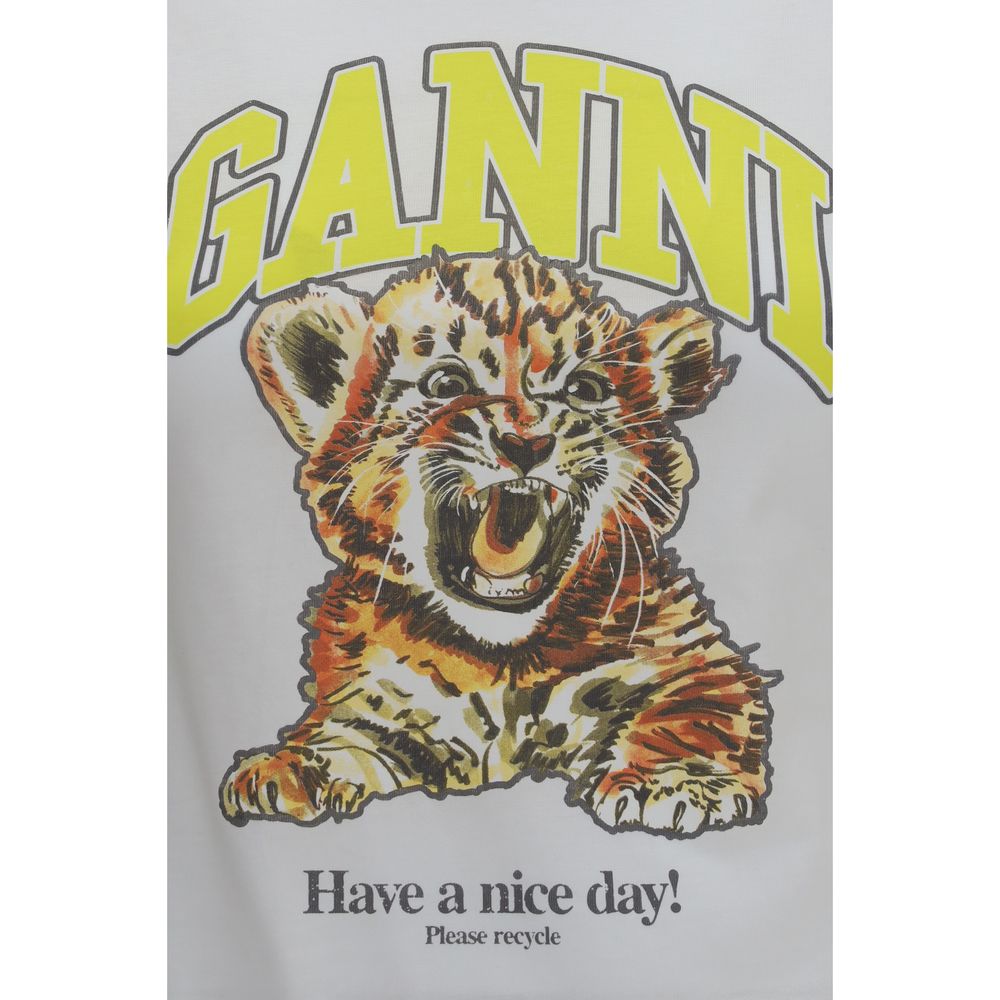 Ganni White Cotton T-Shirt Ganni