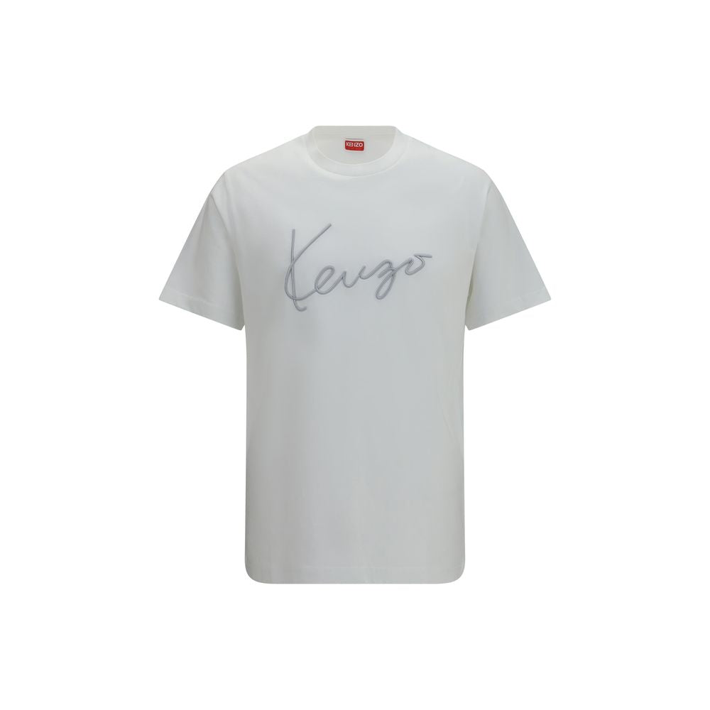 Kenzo white cotton T-shirt displayed flat, showcasing clean design and soft fabric with subtle brand logo detail.
