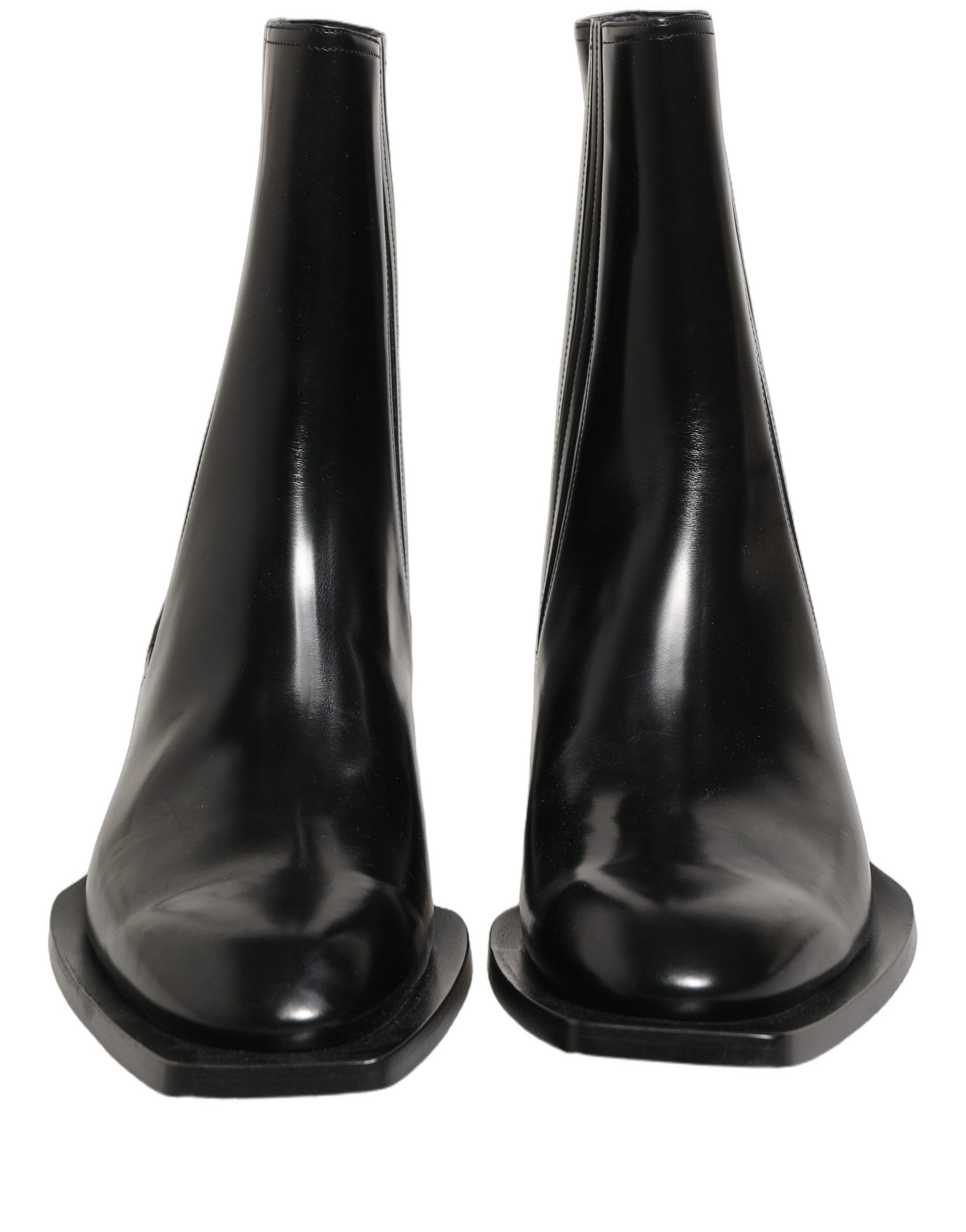 Dolce & Gabbana Black Leather Chelsea Mid Calf Boots Shoes Dolce & Gabbana