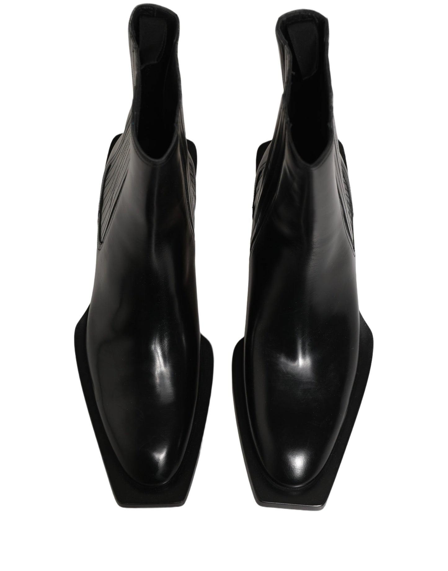 Dolce & Gabbana Black Leather Chelsea Mid Calf Boots Shoes Dolce & Gabbana