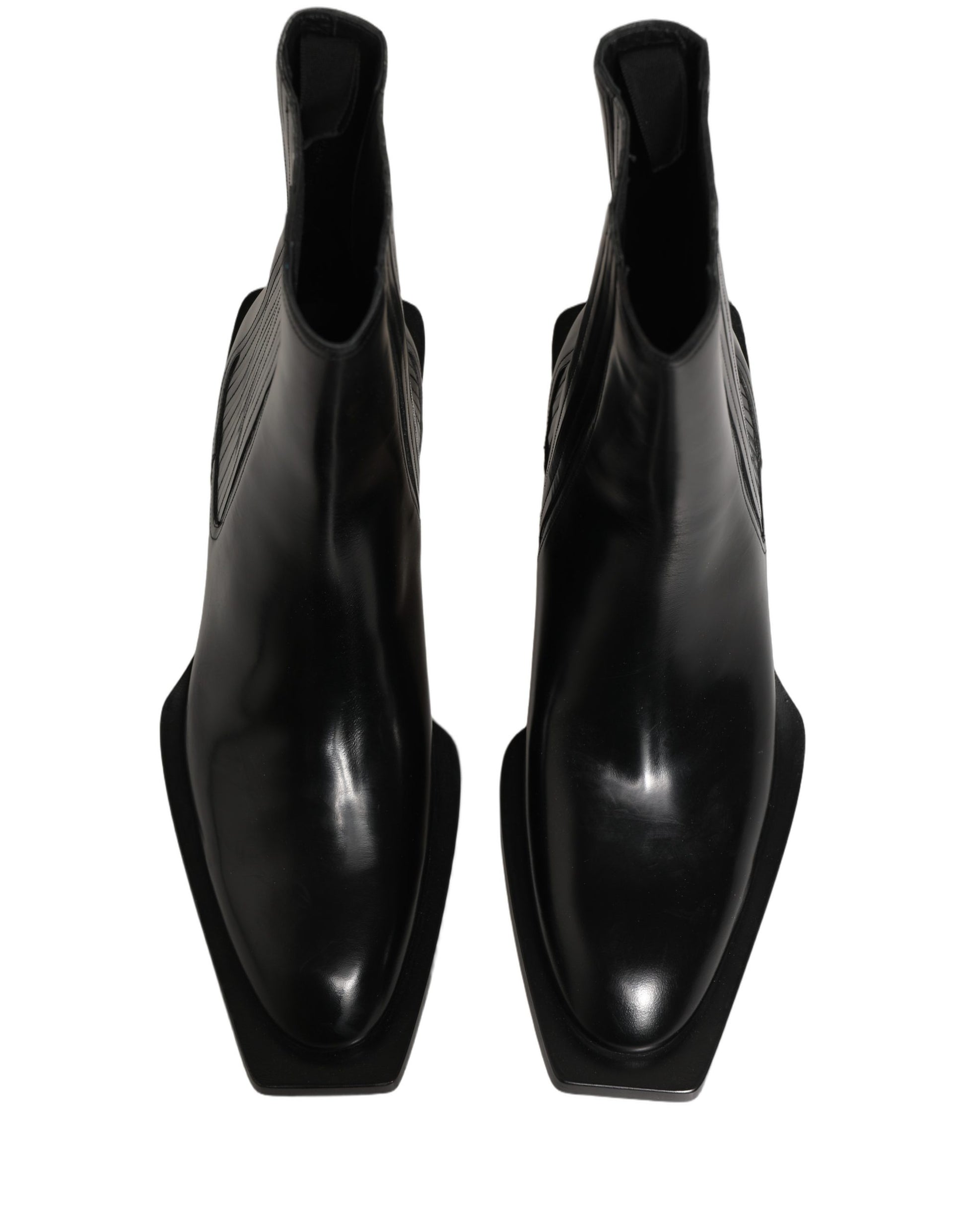 Dolce & Gabbana Black Leather Chelsea Mid Calf Boots Shoes Dolce & Gabbana