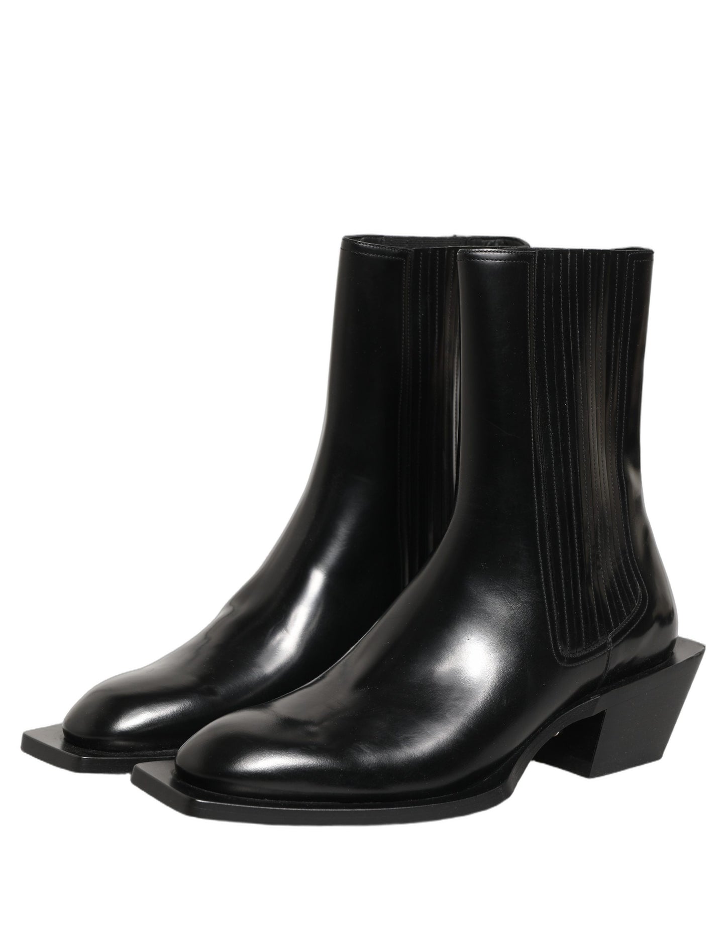 Dolce & Gabbana Black Leather Chelsea Mid Calf Boots Shoes Dolce & Gabbana