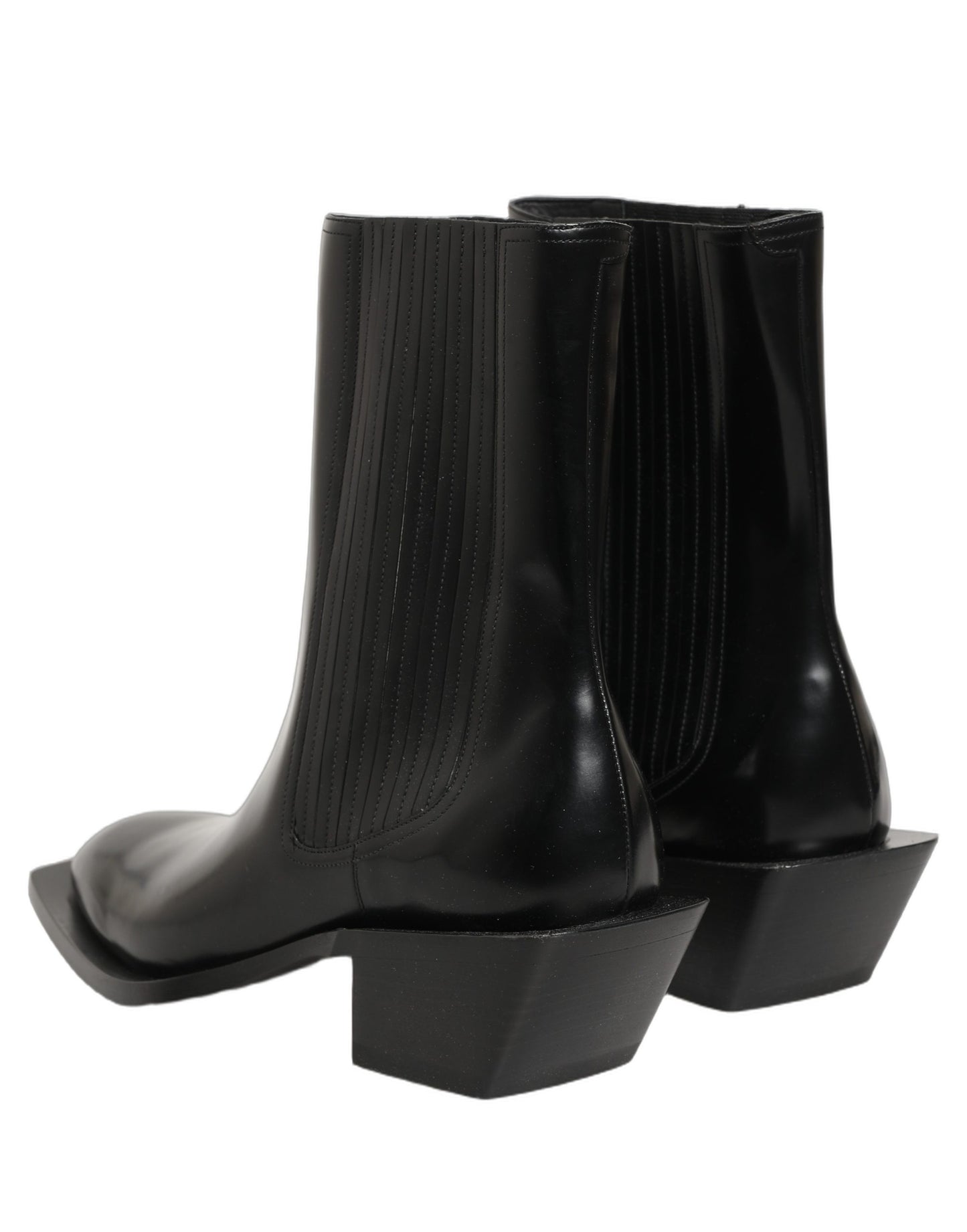 Dolce & Gabbana Black Leather Chelsea Mid Calf Boots Shoes Dolce & Gabbana