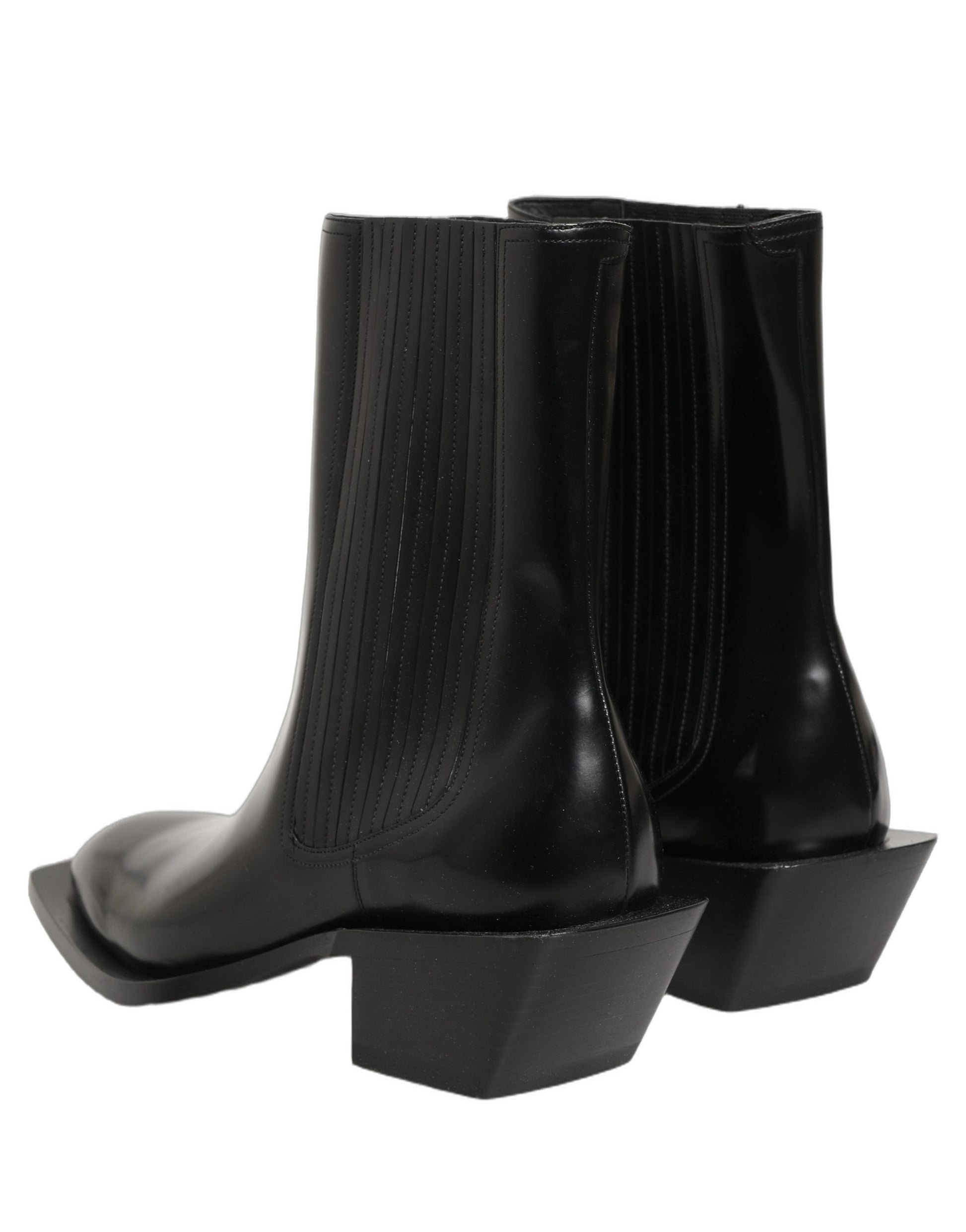 Dolce & Gabbana Black Leather Chelsea Mid Calf Boots Shoes Dolce & Gabbana