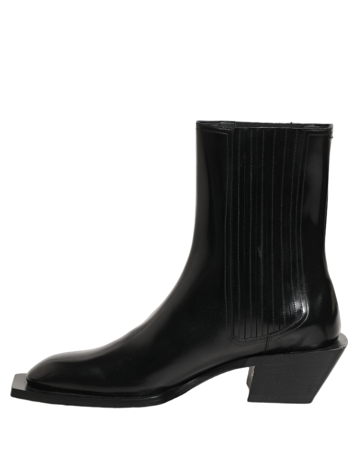 Dolce & Gabbana Black Leather Chelsea Mid Calf Boots Shoes Dolce & Gabbana