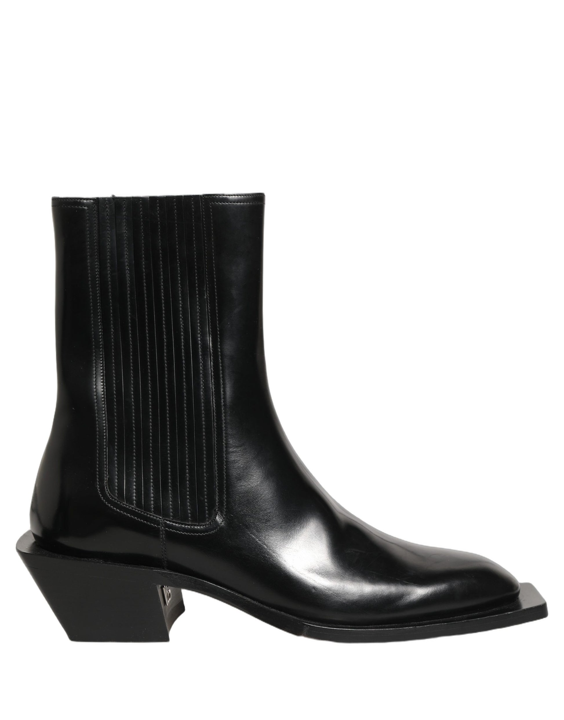 Dolce & Gabbana Black Leather Chelsea Mid Calf Boots Shoes Dolce & Gabbana