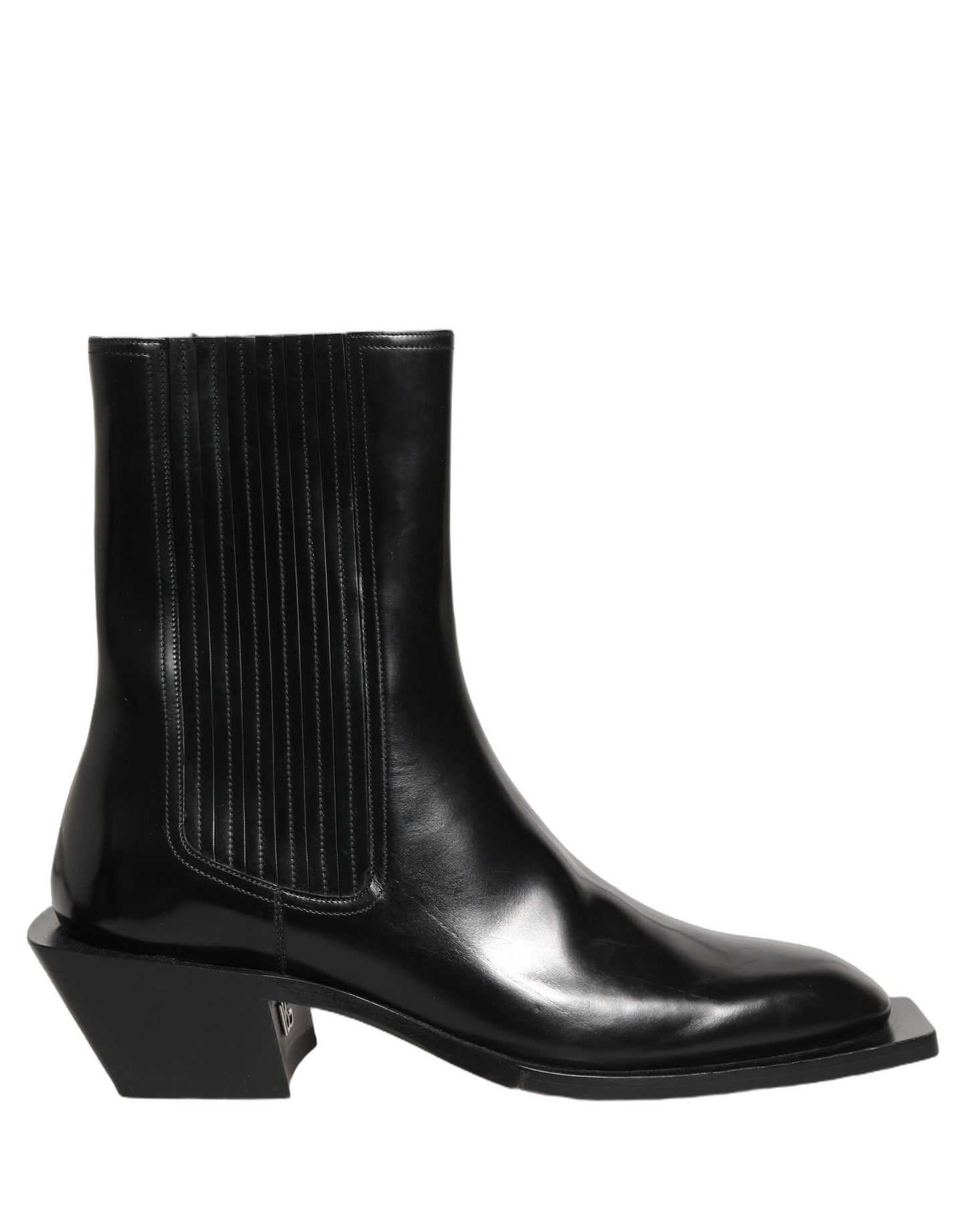 Dolce & Gabbana Black Leather Chelsea Mid Calf Boots Shoes Dolce & Gabbana