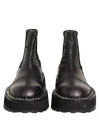 Dolce & Gabbana Black Chelsea Boots Leather Slip On Men Shoes