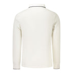 White cotton men's polo shirt by North Sails, featuring a classic collar and short sleeves, displayed on a hanger.