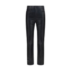 Black leather pants by L'Agence, tailored fit with sleek design and classic style, shown on a model against a neutral background.