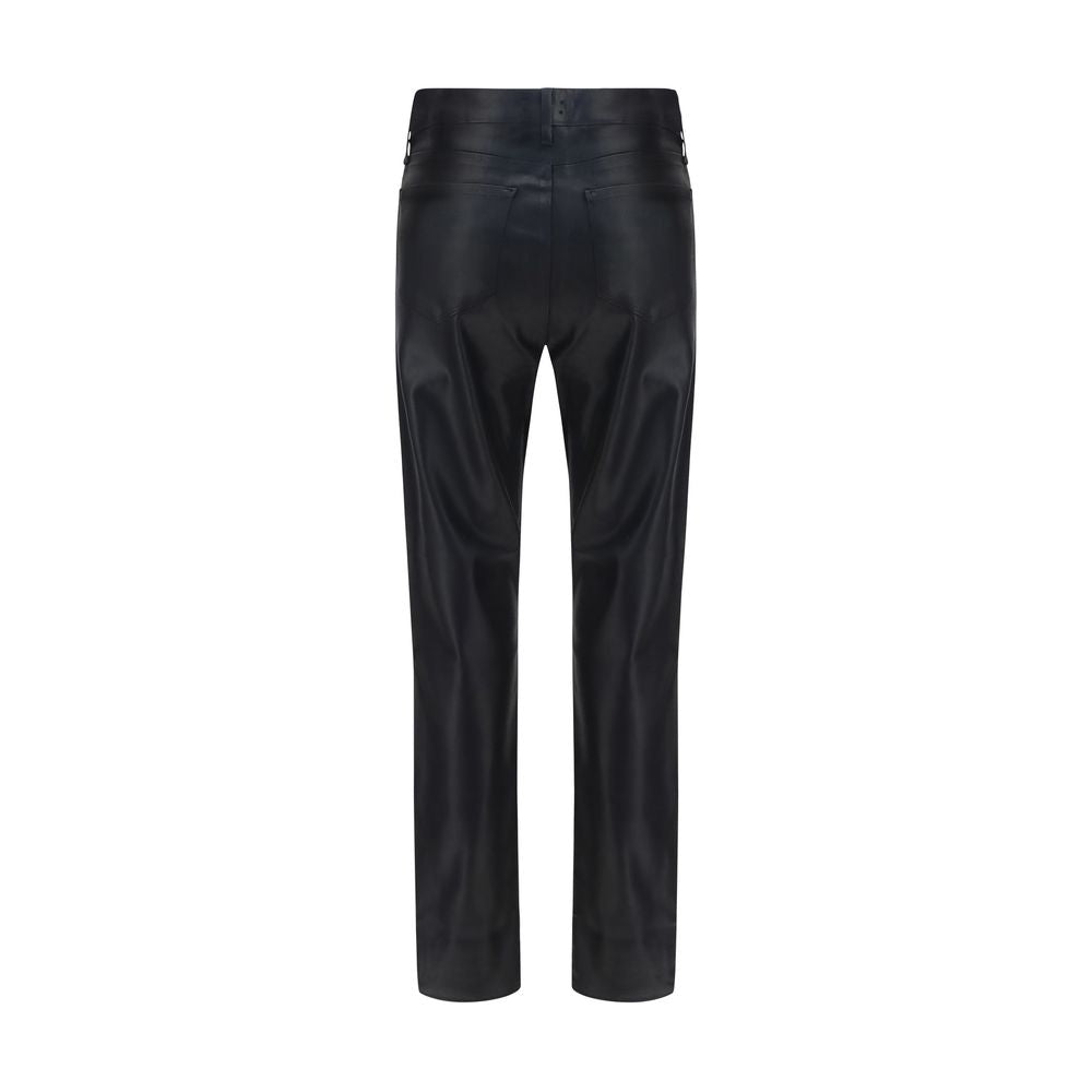 Black leather pants by L'Agence featuring a slim fit, high waist, and sleek design, displayed on a model.