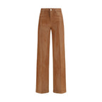 L'Agence beige cotton denim jeans with classic five-pocket design and straight leg fit, displayed on a neutral background.