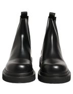 Dolce & Gabbana Black Chelsea Boots Leather Slip On Men Shoes Dolce & Gabbana
