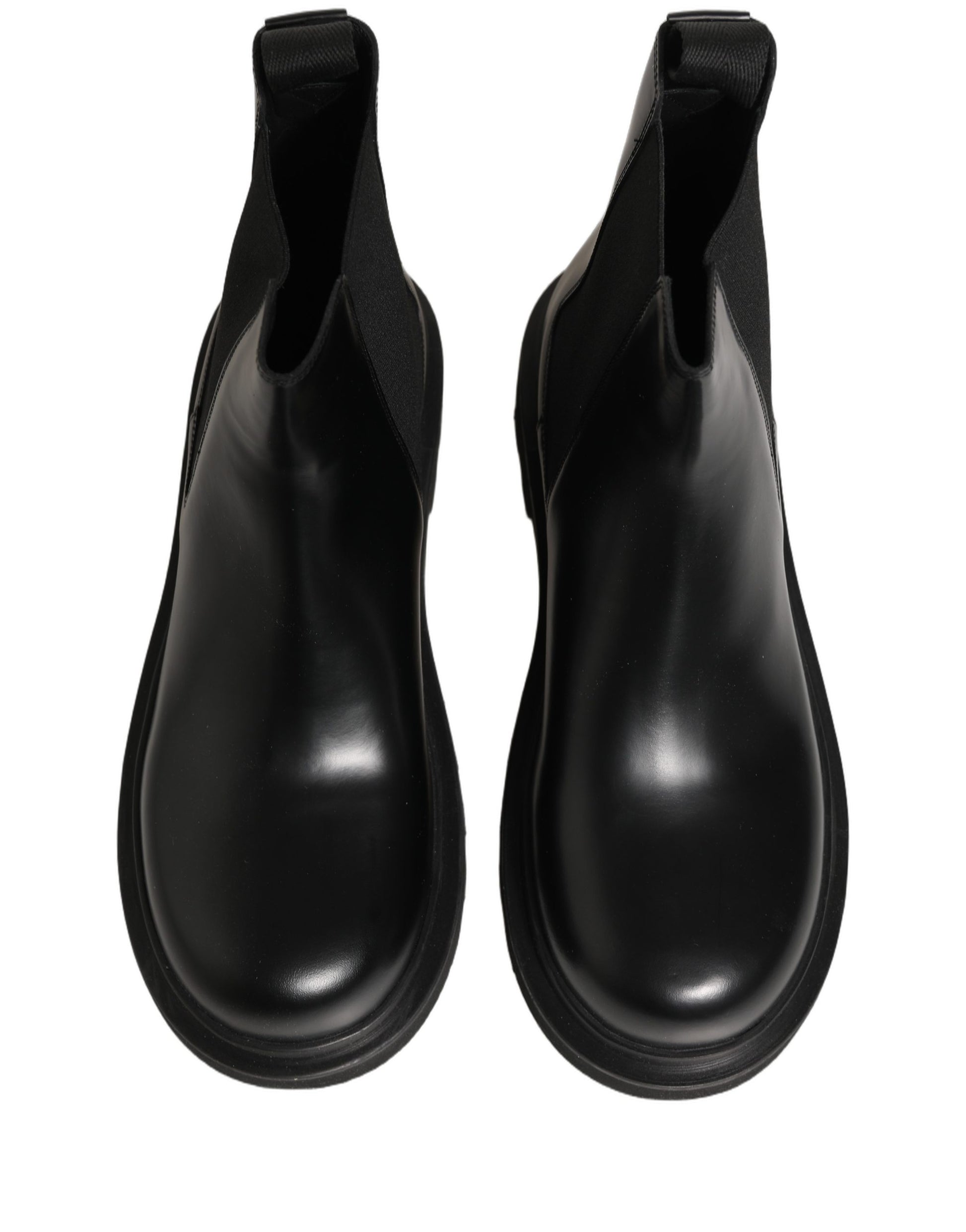 Dolce & Gabbana Black Chelsea Boots Leather Slip On Men Shoes Dolce & Gabbana