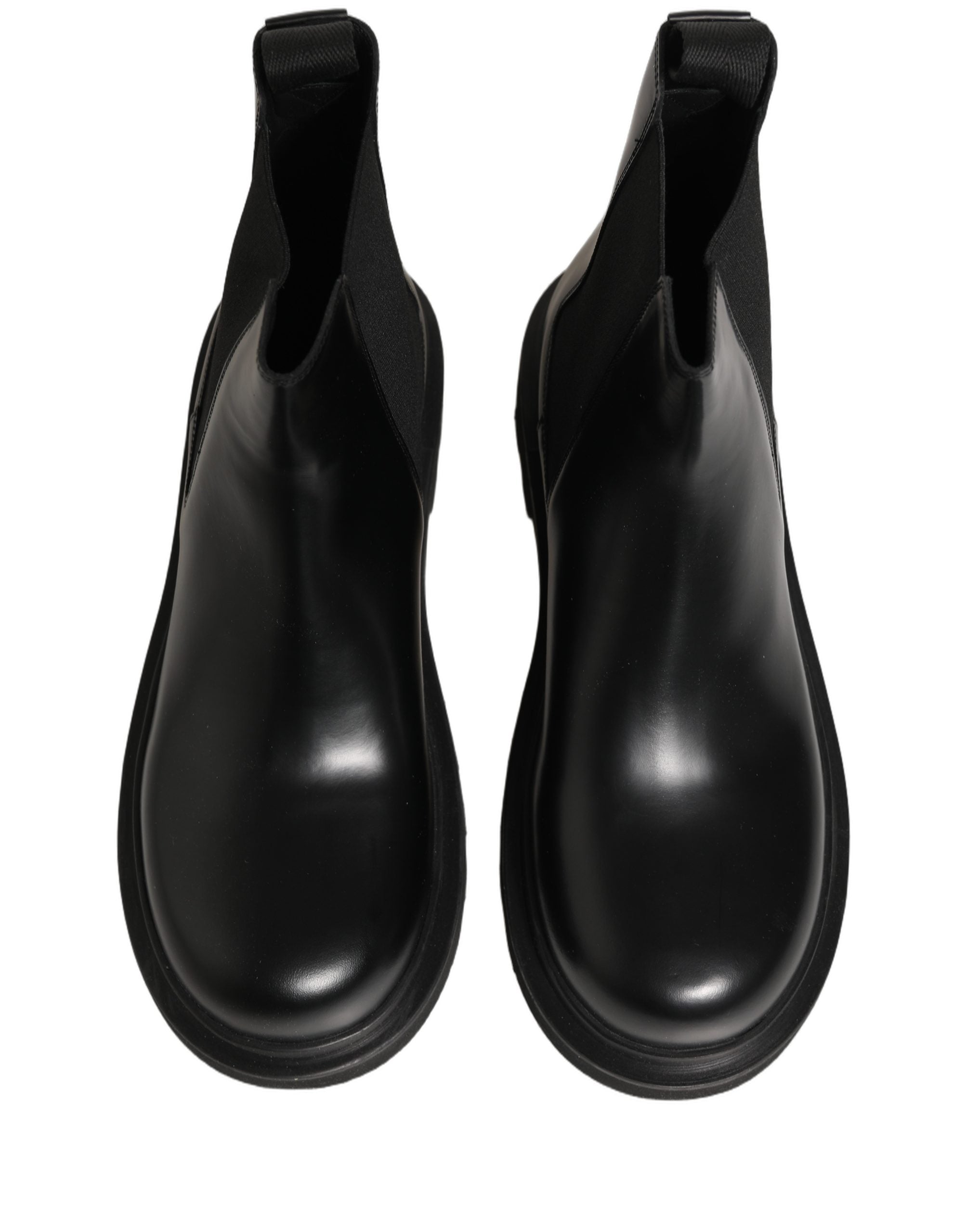 Dolce & Gabbana Black Chelsea Boots Leather Slip On Men Shoes Dolce & Gabbana