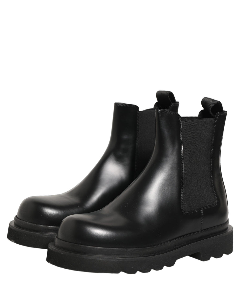 Dolce & Gabbana Black Chelsea Boots Leather Slip On Men Shoes Dolce & Gabbana