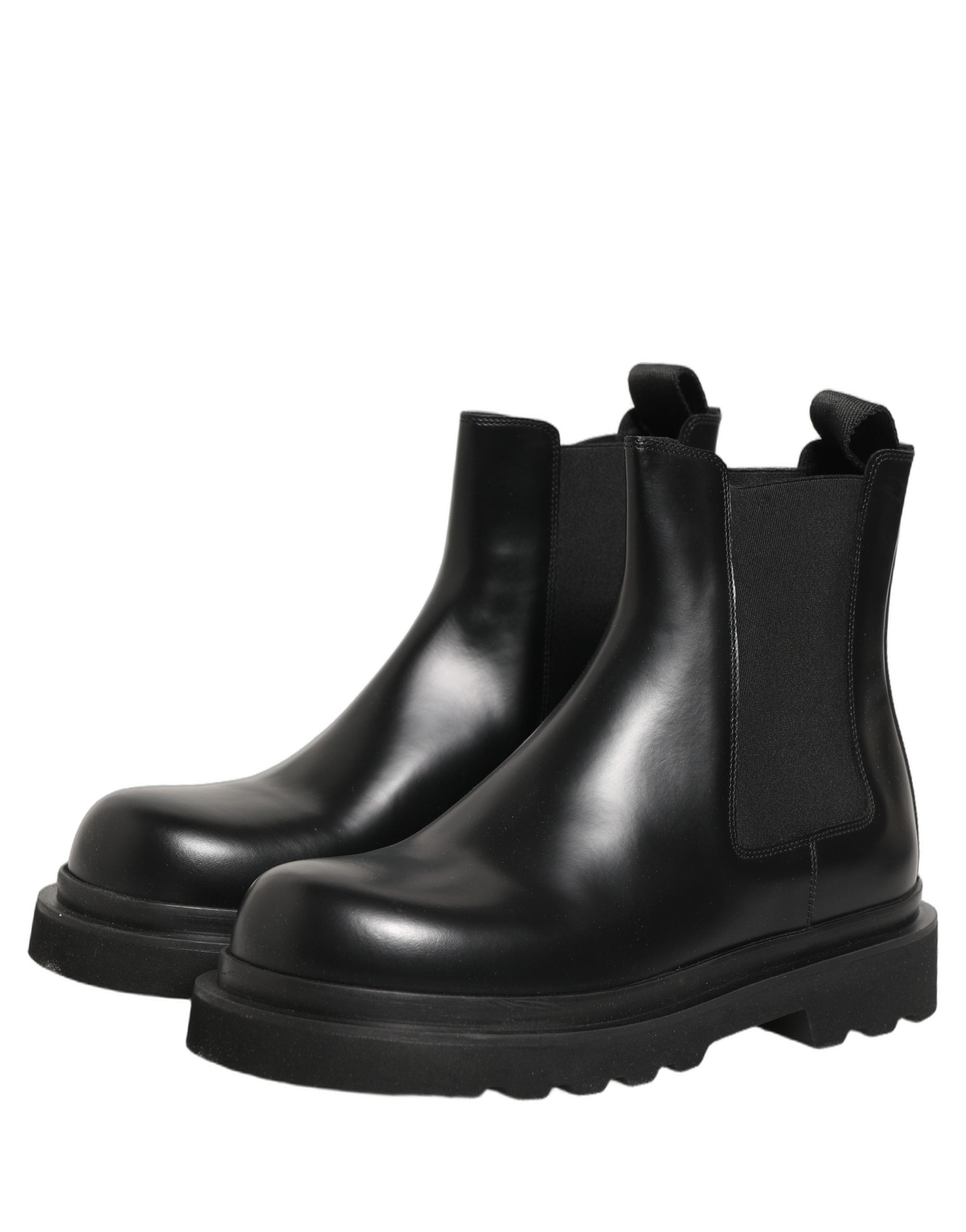 Dolce & Gabbana Black Chelsea Boots Leather Slip On Men Shoes Dolce & Gabbana