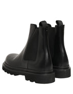 Dolce & Gabbana Black Chelsea Boots Leather Slip On Men Shoes Dolce & Gabbana