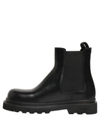 Dolce & Gabbana Black Chelsea Boots Leather Slip On Men Shoes Dolce & Gabbana