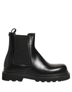 Dolce & Gabbana Black Chelsea Boots Leather Slip On Men Shoes Dolce & Gabbana