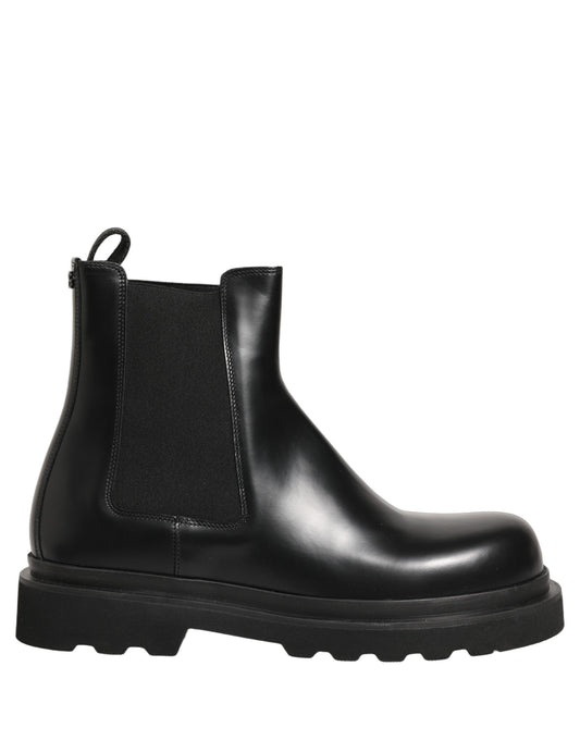 Dolce & Gabbana Black Chelsea Boots Leather Slip On Men Shoes Dolce & Gabbana