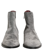 Dolce & Gabbana Gray Suede Leather Chelsea Boots Shoes Dolce & Gabbana